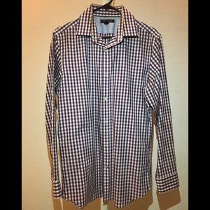 Banana Republic - Pink-Navy plaid dress shirt - M
